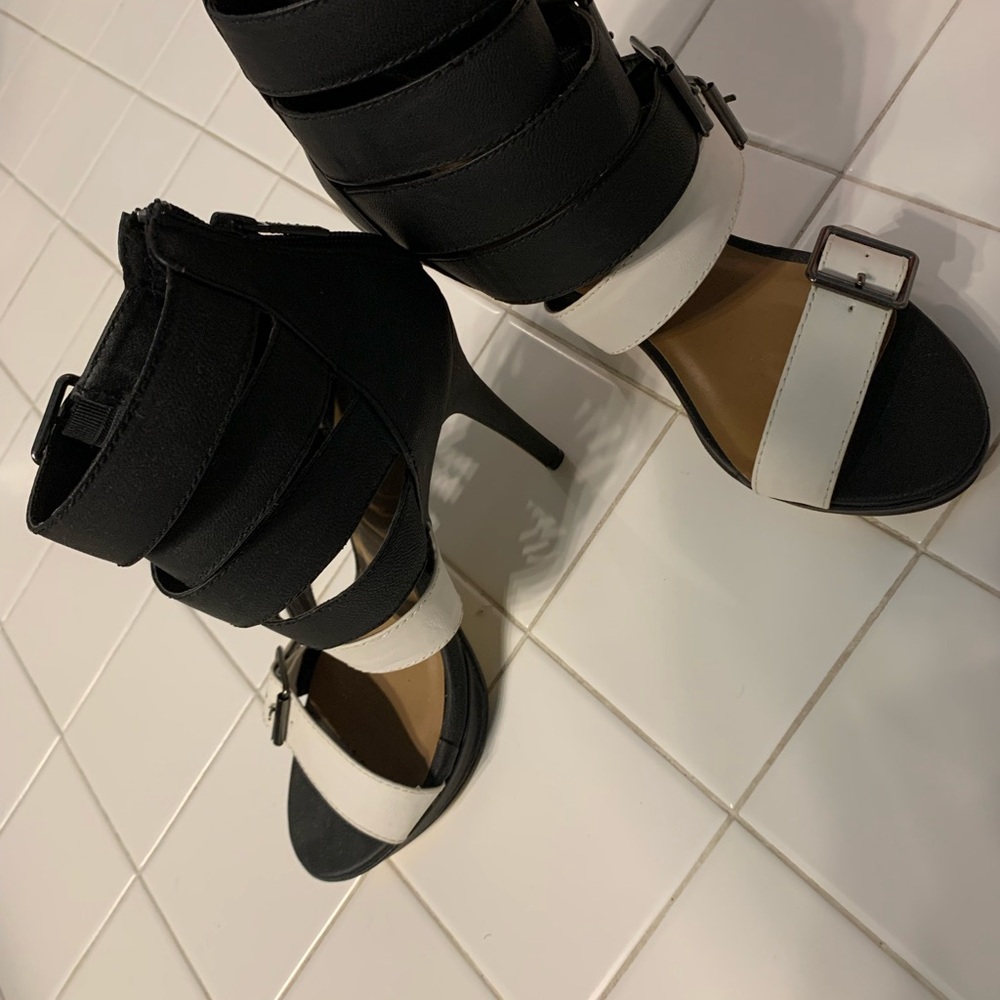 Black and White Strappy Heels